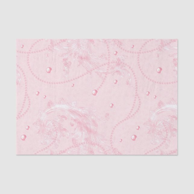 Pretty Pink Blush Elegant Pearls Bridal Shower Tissue Paper (Front)