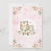 Pretty Pink Blush Floral Owl Girl Baby Shower Invitation (Back)