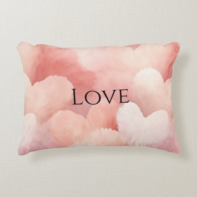 Pretty Pink Blush Hearts Accent Pillow (Front)