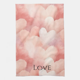 Pretty Pink Blush Hearts Love Kitchen Towel