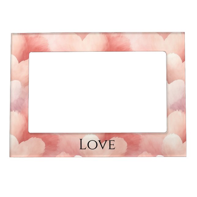Pretty Pink Blush Hearts Love Magnetic Frame (Front)