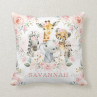 Pretty Pink Blush Jungle Safari Animals Baby Girl