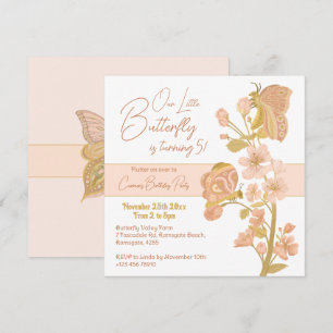 Pretty Pink Boho Butterfly Birthday Party Kids Invitation