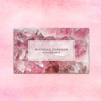 Pretty Pink Boho Crystal Healing Arts Business Card by whimsydesigns at Zazzle