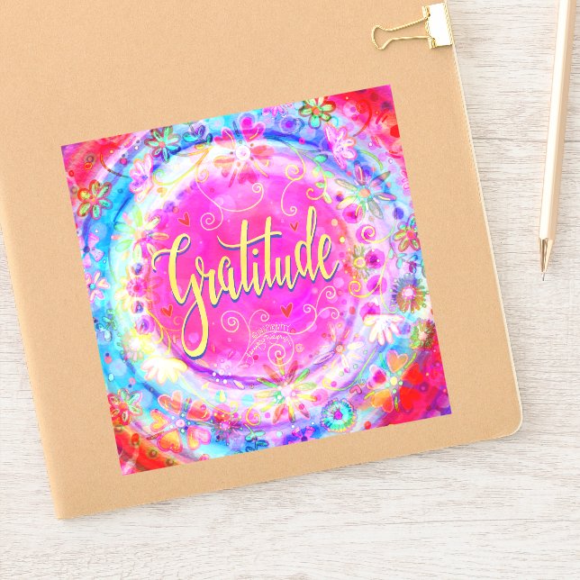 Pretty Pink Boho Gratitude  Inspirivity Sticker (Notebook)