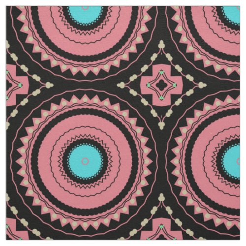 Pretty Pink Boho Mosaic Geometric Pattern Fabric