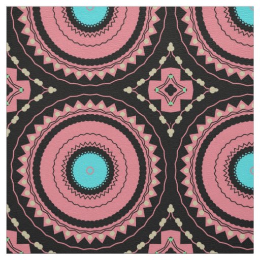 Pretty Pink Boho Mosaic Geometric Pattern Fabric