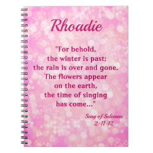 Pretty Pink Bokeh Song of Solomon Scripture Notebook