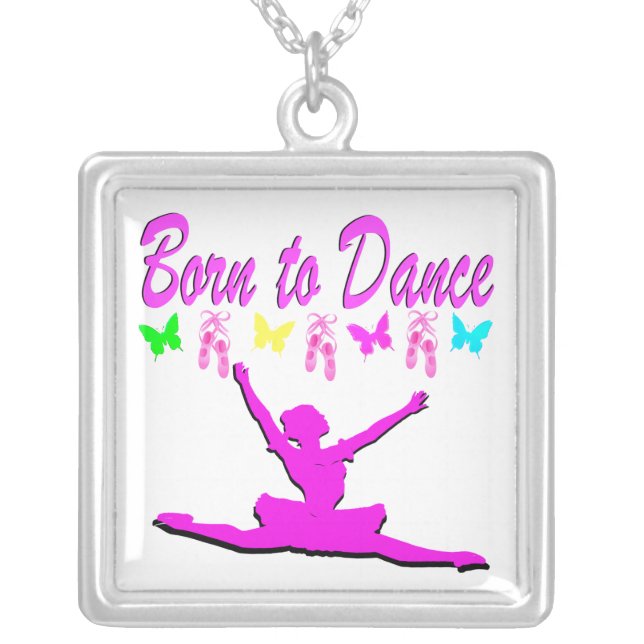 PRETTY PINK BORN TO DANCE BALLERINA DESIGN SILVER PLATED NECKLACE (Front)