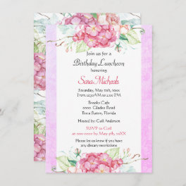 Pretty Pink Botanical Birthday Luncheon Invitation