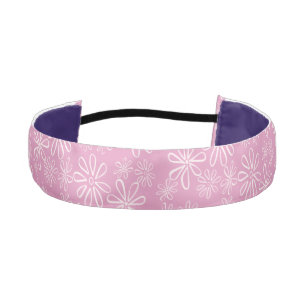 Pretty Pink Botanical Flower Doodle Pattern Athletic Headband