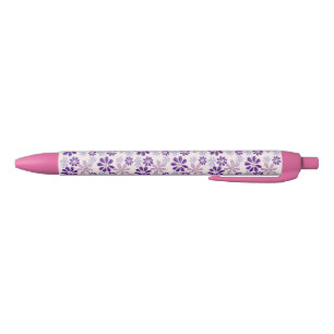Pretty Pink Botanical Flower Pattern Pen