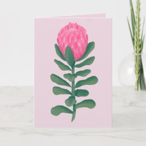 Pretty Pink Botanical Protea Thistle All occasion Card