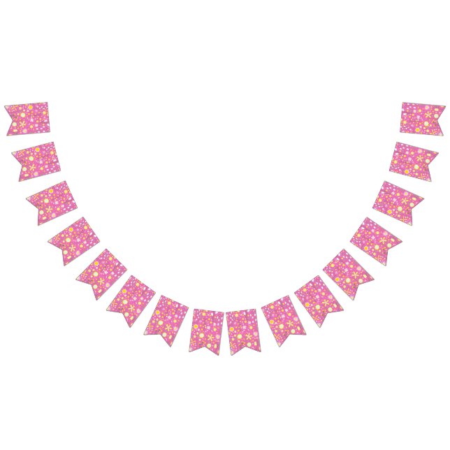 Pretty Pink Botanical Wildflower Floral Bunting Flags (All)