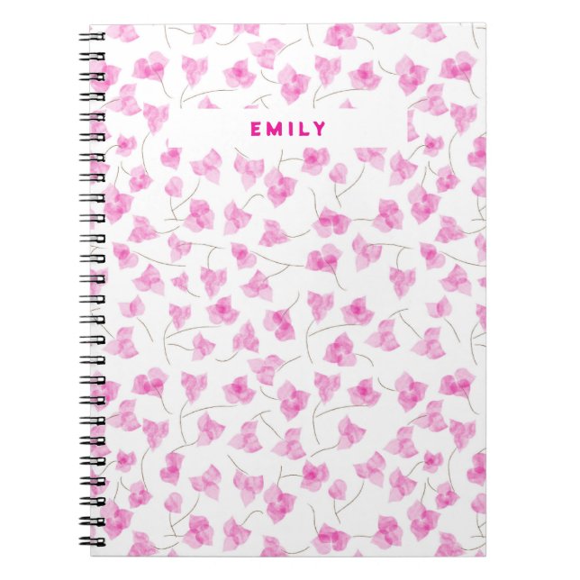 Pretty Pink Bourgenvilla Notebook  (Front)