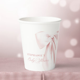 Pretty Pink Bow Baby Shower Paper Cups