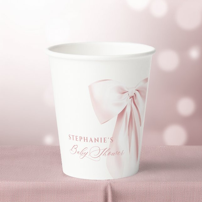 Pretty Pink Bow Baby Shower Paper Cups (Creator Uploaded)
