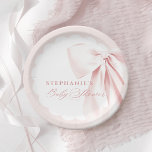 Pretty Pink Bow Baby Shower Paper Plates<br><div class="desc">Cute and elegant paper plates featuring a soft blush scalloped shape and a pretty satin bow. Perfect to match your pink bow baby shower theme and complete your table décor in a sweet and coordinated way.</div>