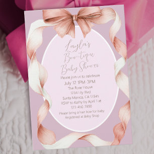Pretty Pink Bow Boutique Baby Shower Invitation