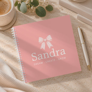 Pretty Pink Bow Name Positive Quote Notebook