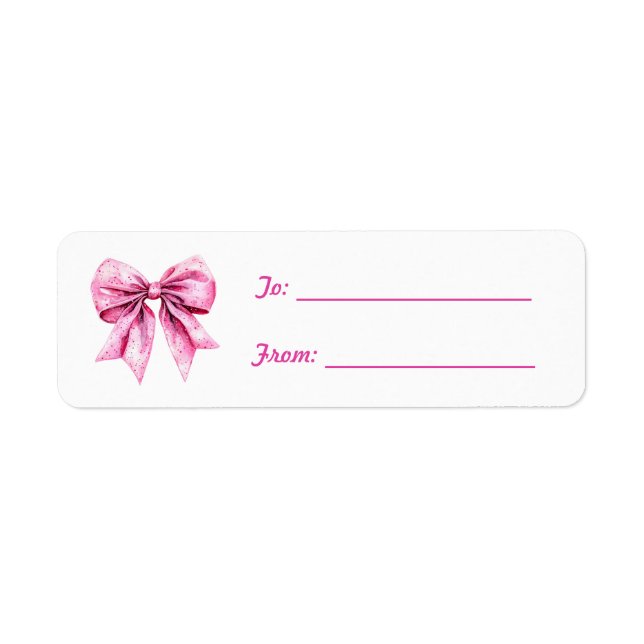 Pretty Pink Bow Ornament Christmas Label (Front)