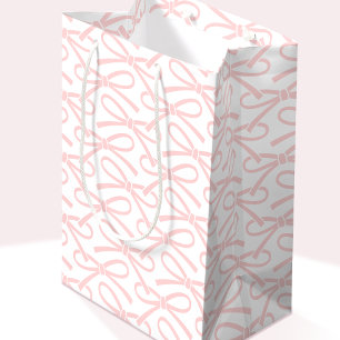 Pretty Pink Bow Pattern Simple Chic Medium Gift Bag