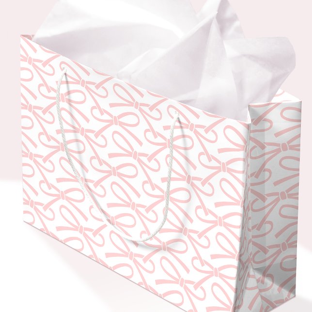 Pretty Pink Bow Pattern Simple Elegant Large Gift Bag (Creator Uploaded)