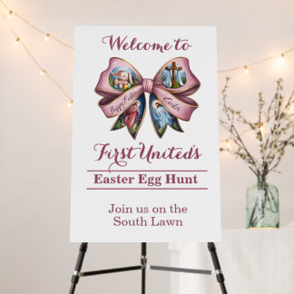 Pretty Pink Bow Religious Easter Egg Hunt Foam Board