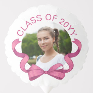 Pretty Pink Bow Round Photo Year Graduation Balloon