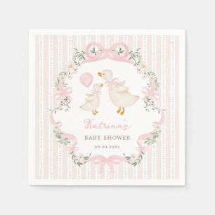 Pretty Pink Bow Silly Goose Girl Baby Shower Napkins