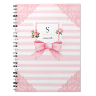 Pretty Pink Bows Coquette Aesthetic Notebook