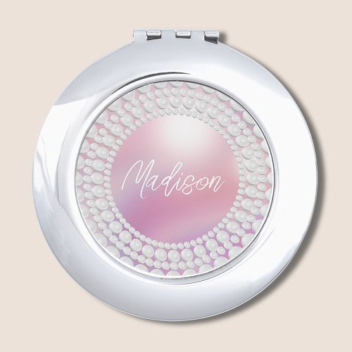 Pretty Pink Bridesmaid Round Compact Mirror