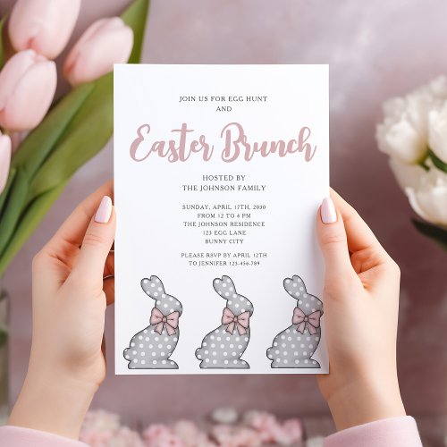 Pretty Pink Bunny Easter Brunch Invitation