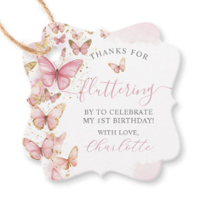 Pretty Pink Butterflies 1st 2nd 3rd 5th Birthday Favor Tags
