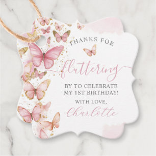 Pretty Pink Butterflies 1st 2nd 3rd 5th Birthday Favor Tags