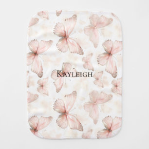Pretty Pink Butterflies Baby Shower Baby Burp Cloth