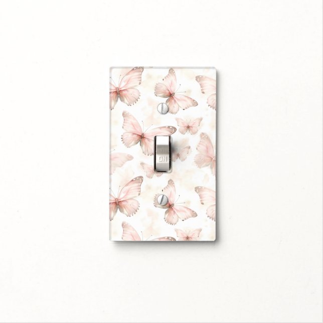 Pretty Pink Butterflies Baby Shower Light Switch Cover (In Situ)