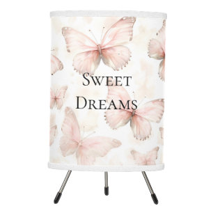 Pretty Pink Butterflies Baby Shower Tripod Lamp