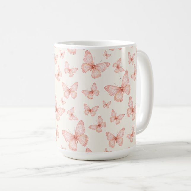 Pretty pink butterflies coffee mug (Front Right)