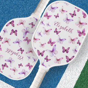 Pretty Pink Butterflies Custom Name Carbon Fiber Pickleball Paddle