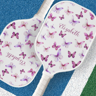 Pretty Pink Butterflies Custom Name Carbon Fiber Pickleball Paddle