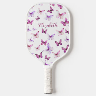 Pretty Pink Butterflies Custom Name Carbon Fiber Pickleball Paddle