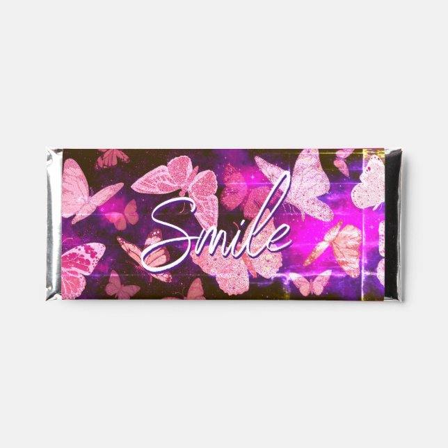 Pretty Pink Butterflies  Hershey Bar Favors (Front)