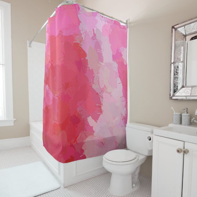 Pretty Pink Butterflies shower curtain (In Situ)