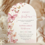 Pretty Pink Butterflies Sweet 16 Birthday Arch Invitation<br><div class="desc">Personalize this lovely pink butterflies Sweet 16 birthday party arch invitation easily and quickly. Simply click the Edit Using Design Tool button to further edit the texts,  change fonts and fonts colors. All text is editable.  Matching items available in store. (c) Somerset Fine Paperie</div>
