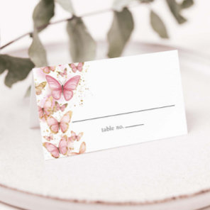 Pretty Pink Butterflies Sweet 16 Quince Birthday Place Card