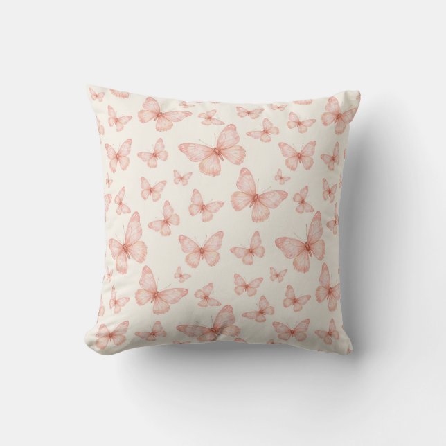 Pretty pink butterflies throw pillow (Front)