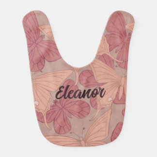 Pretty Pink Butterfly Baby Bib