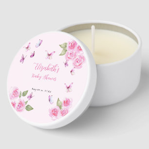 Pretty Pink Butterfly Baby Shower Candle Favor Mini Candle Favors