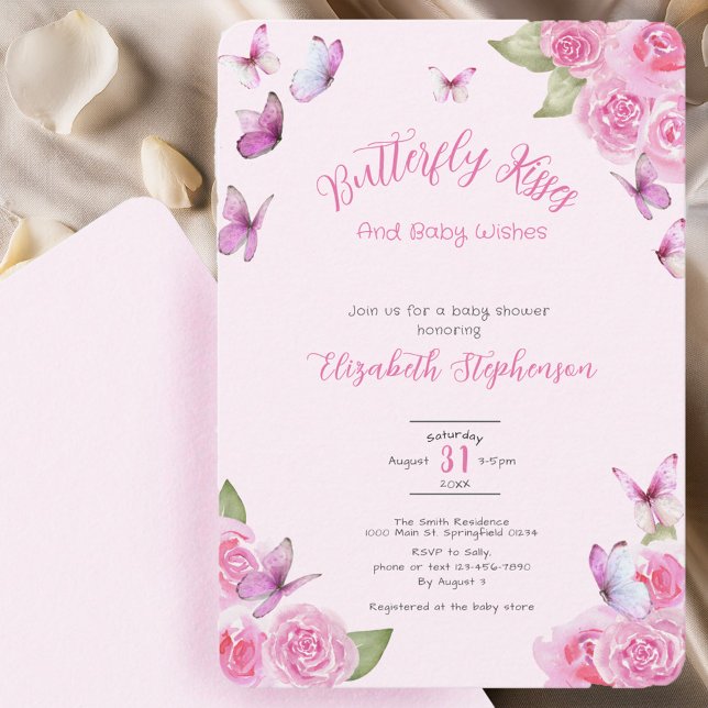 Pretty Pink Butterfly Baby Shower Invitation (Creator Uploaded)
